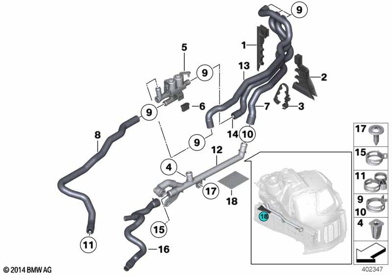 Coolant hoses for auxiliary heater