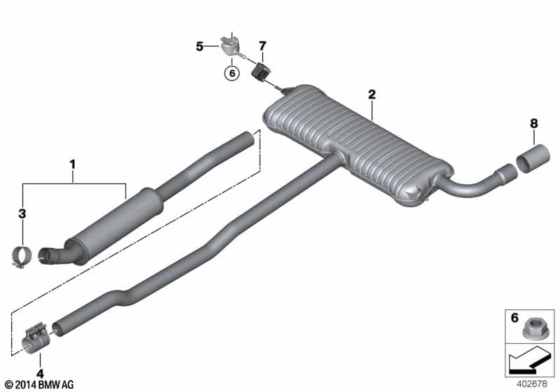 Exhaust system, rear
