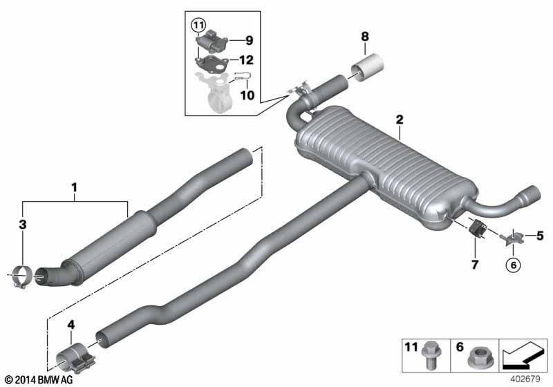 Exhaust system, rear