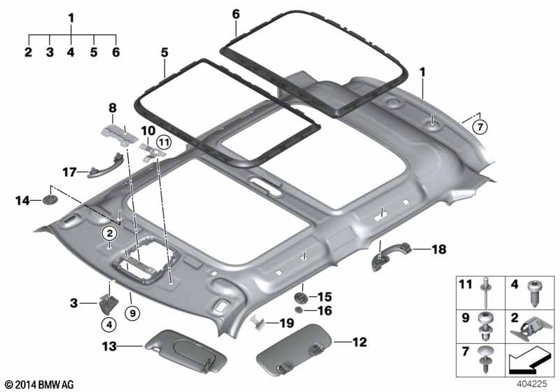 Genuine BMW 51447385723 F55 Headliner, Panorama Roof ANTHRAZIT (Inc. One D, One First & Cooper) | ML Performance EU Car Parts