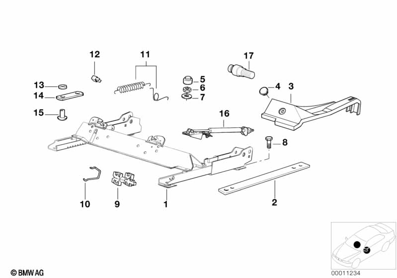 Genuine BMW 52108234795 E36 Seat Rail Left (Inc. 325tds, 318is & 316i) | ML Performance EU Car Parts