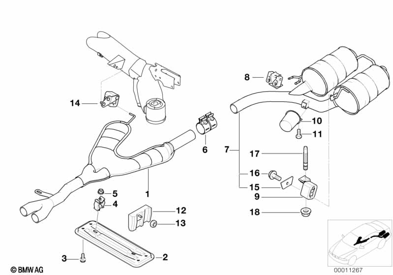 Exhaust system, rear