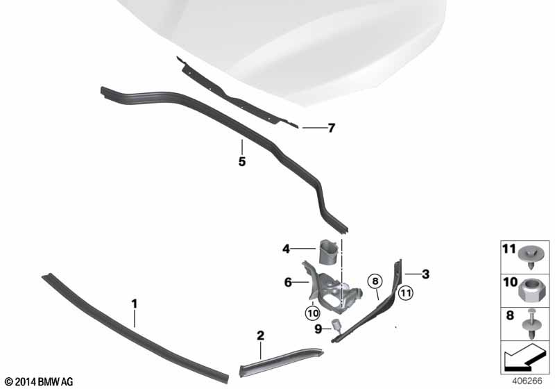 Genuine BMW 51767300520 F45 F46 Mount For Seal, Hood, Right (Inc. 225xe, 225iX & 216i) | ML Performance EU Car Parts