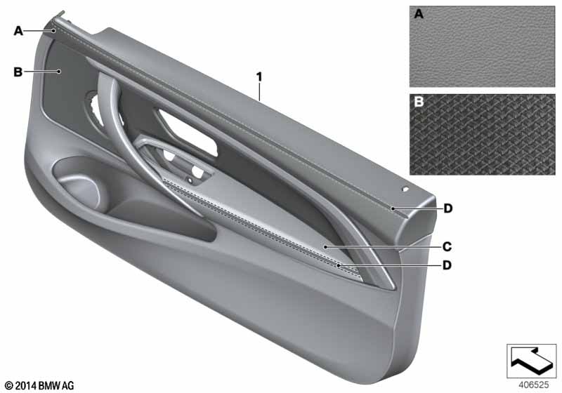 Indiv.door trim panel, front leather