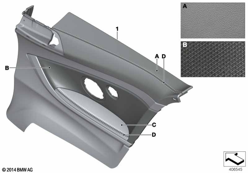 Indiv.lateral trim panel, leather