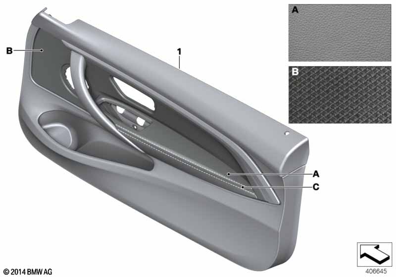 Indiv.door trim panel, front leather