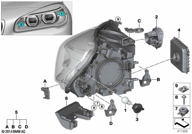 Single parts, headlight LED