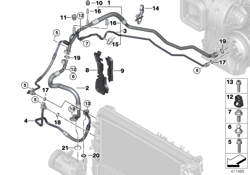 Genuine BMW 64539289101 F48 F45 Pressure Hose Assy Compressor-Condenser (Inc. X1 28iX, X1 28i & X2 25iX) | ML Performance UK Car Parts
