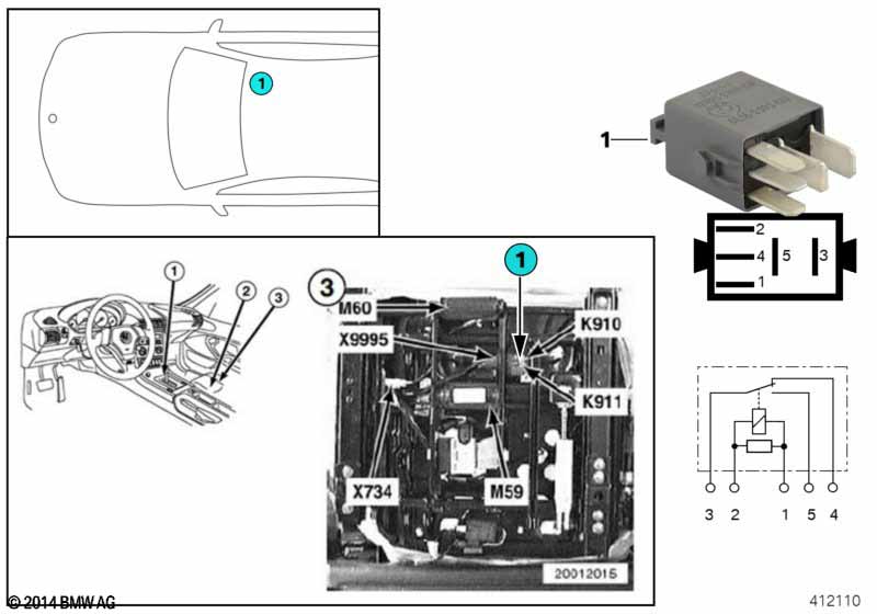 Relay, pass.seat hgt adj deactivat K910
