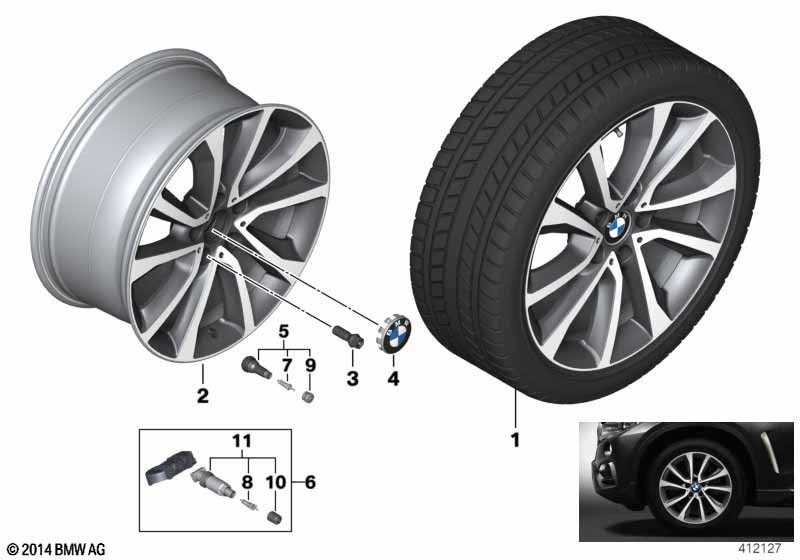 Genuine BMW 36116858874 F16 Light Alloy Rim Ferricgrey 9JX19 ET:48 (Inc. X6) | ML Performance UK Car Parts