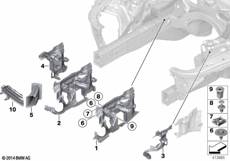 Mounting parts, engine compartment
