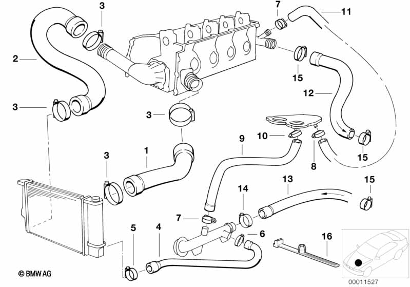 Genuine BMW 11531247915 E36 E34 Water Hose (Inc. 316i 1.6) | ML Performance UK Car Parts