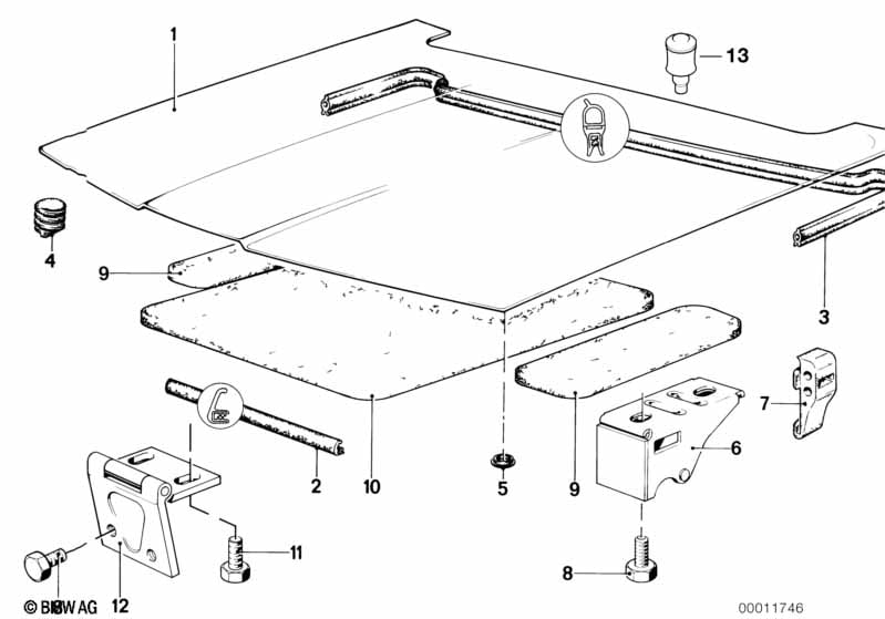 Engine hood/mounting parts