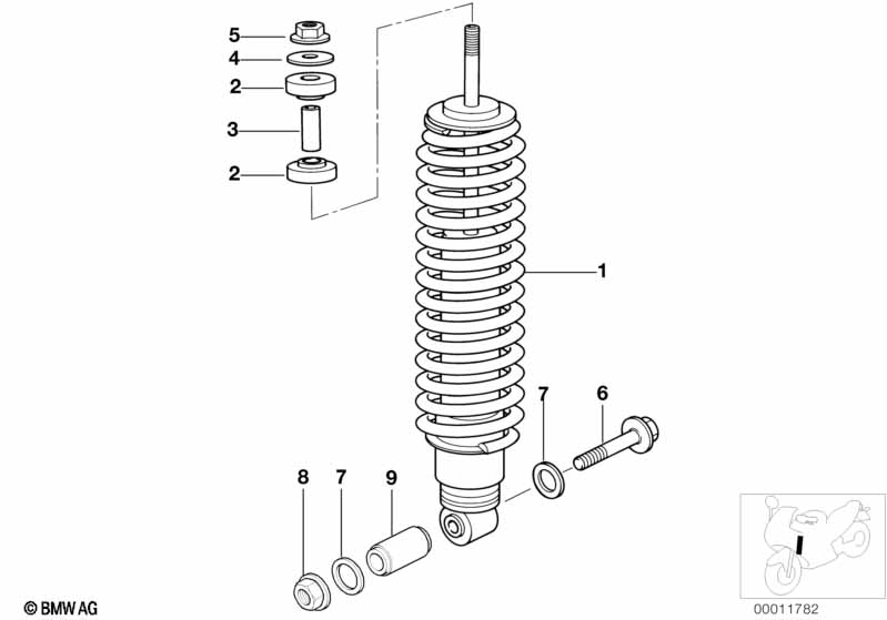 Spring strut, front