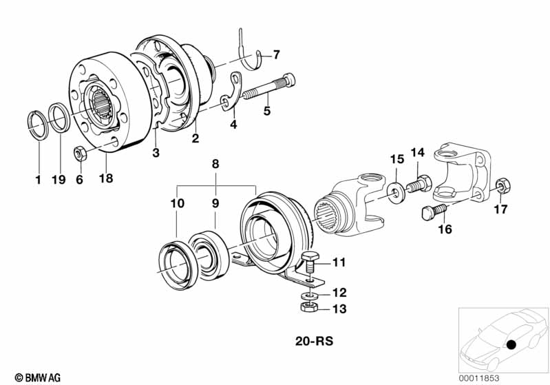 Drive shaft-cen.bearing-const.vel.joint