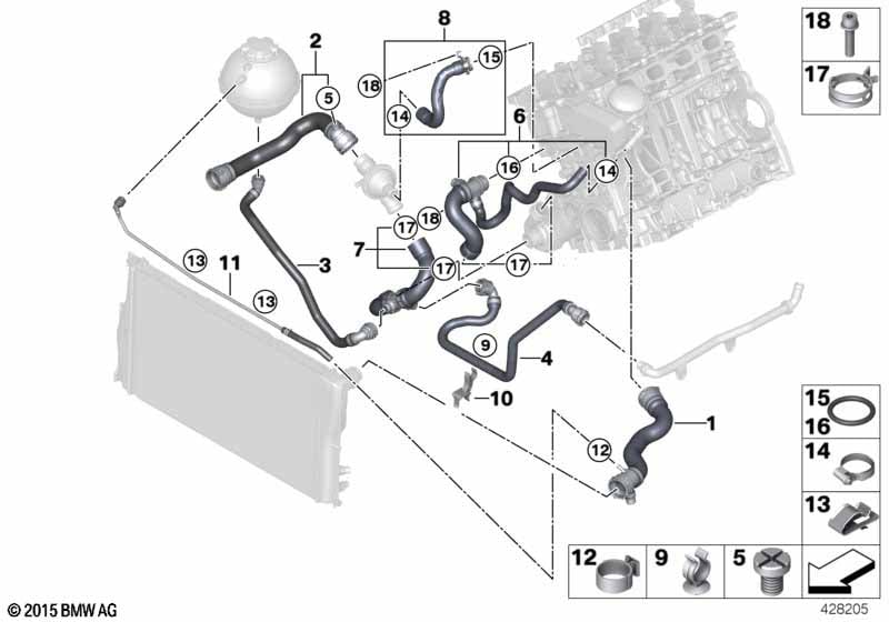 Cooling system coolant hoses