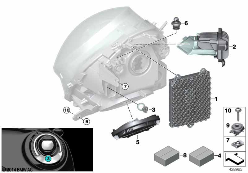 Single parts, headlight LED