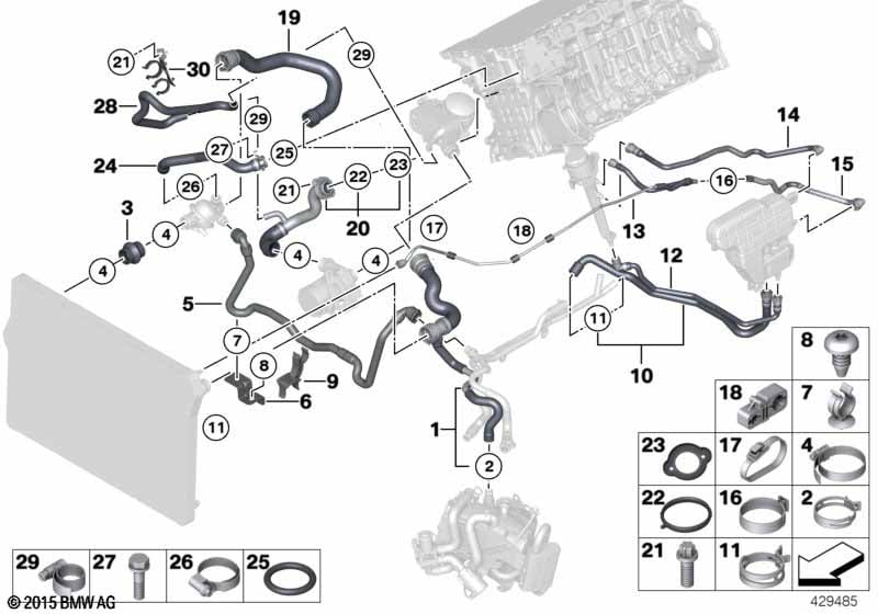 Cooling system coolant hoses