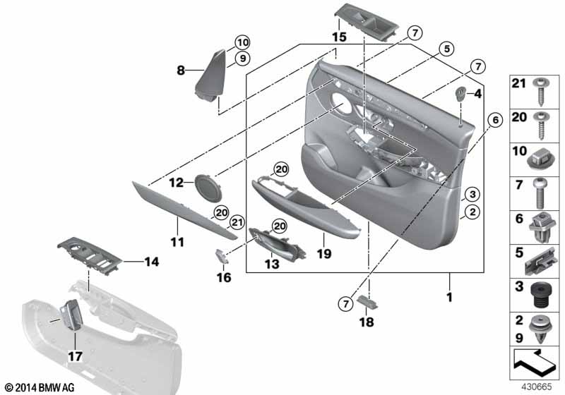 Genuine BMW 51417349192 F46 Trim, Alu, Brushed Surface, Door, Right (Inc. 220d, 225xe & 225iX) | ML Performance UK Car Parts