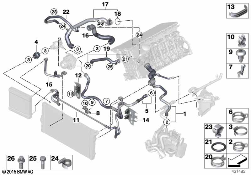 Cooling system coolant hoses