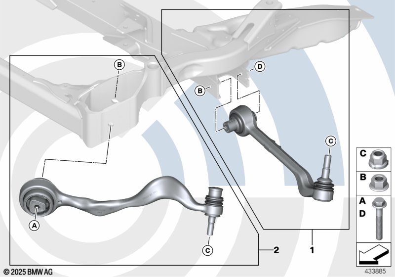 Repair kit for radius rods and wishbones