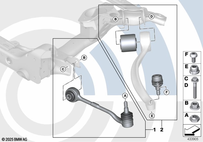 Repair kit for radius rods and wishbones