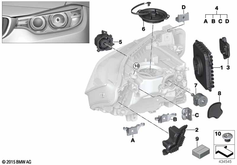 Single parts, headlight LED
