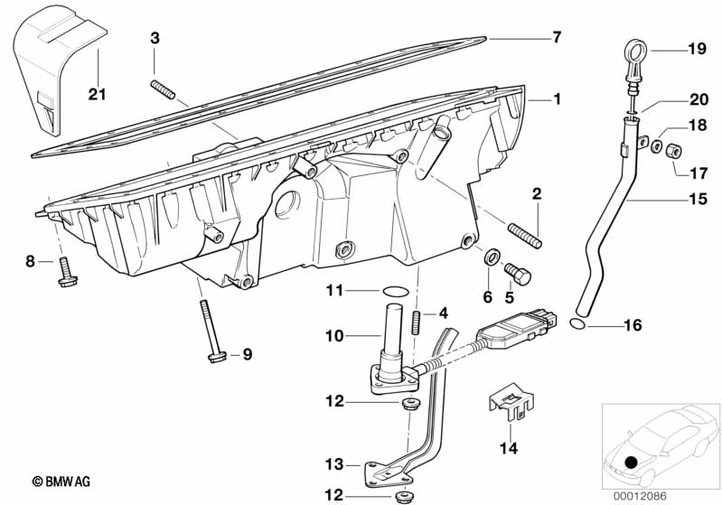 Oil pan/oil level indicator