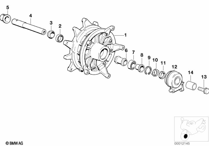 Wheel hub mounting parts front