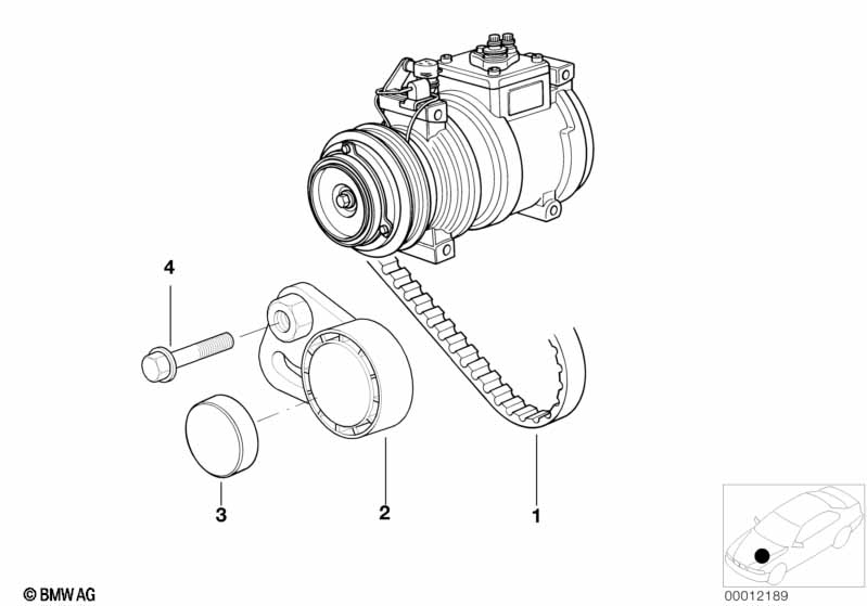Ribbed v-belt / tensioning device