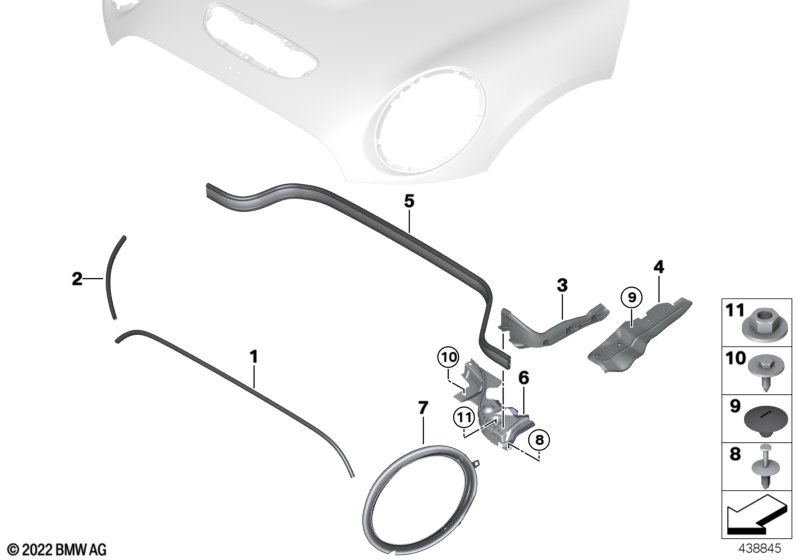 Genuine BMW 51767300561 F55 F56 Mount For Seal, Hood, Left (Inc. Cooper S) | ML Performance UK Car Parts