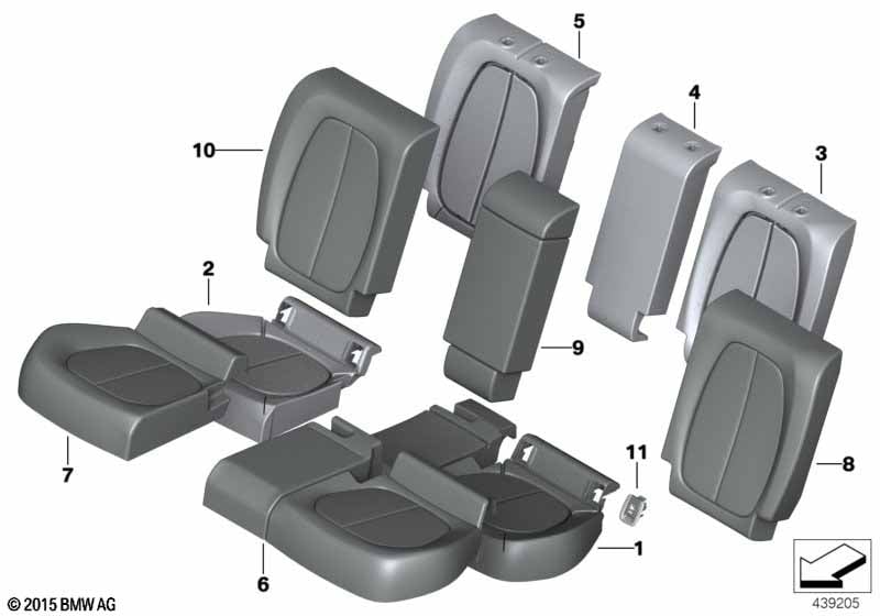 Seat, rear, upholstery and cover