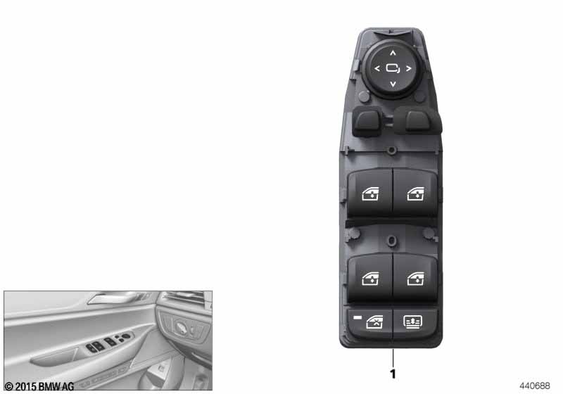 Oper. unit, switch cluster, door, front