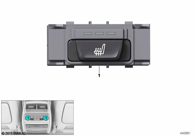Switch for seat heating / blower, rear