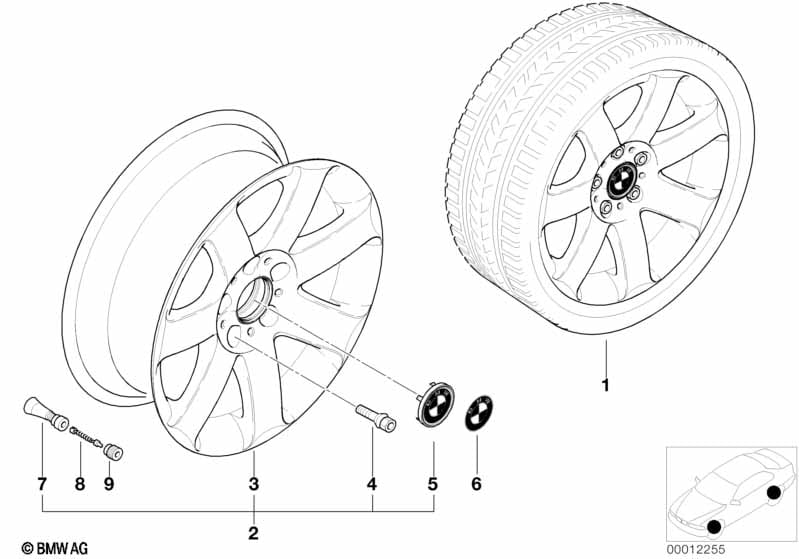 BMW light-alloy wheel star spokes 44
