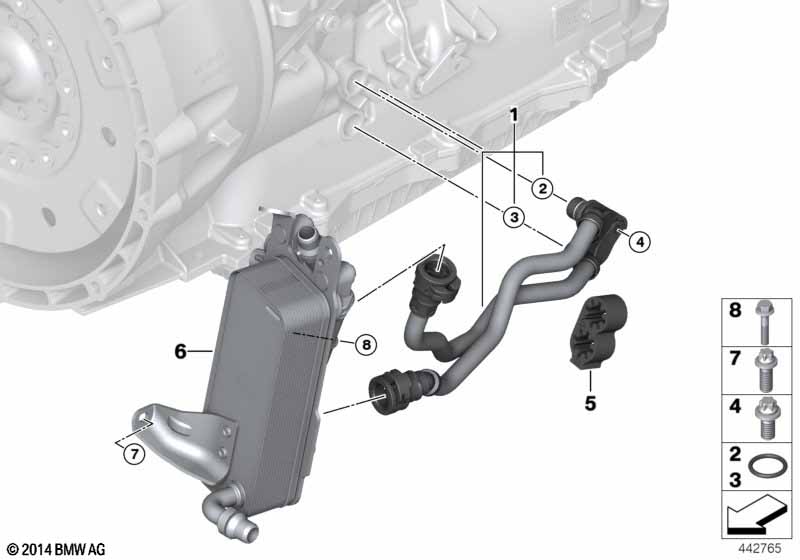 Transmission oil cooler/oil cooler line