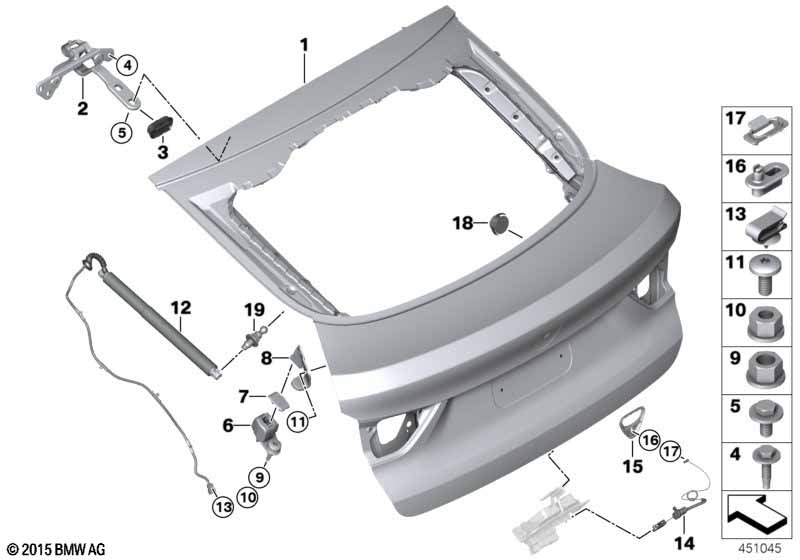 Genuine BMW 41627339426 F26 Right Trunk Lid Hinge (Inc. X4) | ML Performance EU Car Parts