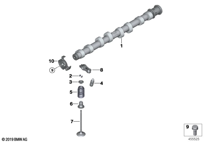 Valve timing gear, camshaft, inlet