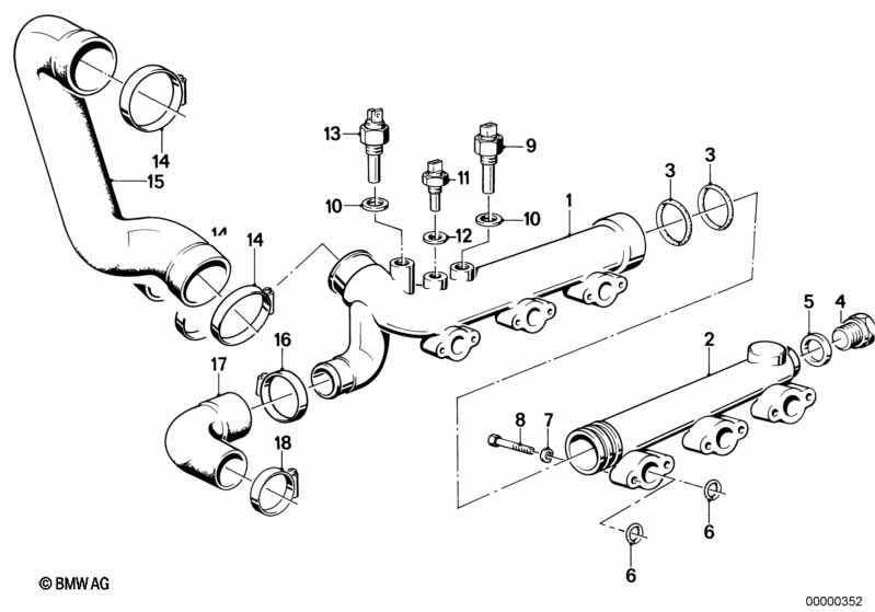 Genuine BMW 11531310623 E28 E24 Radiator Line (Inc. M635CSi, M5 & M6) | ML Performance UK Car Parts