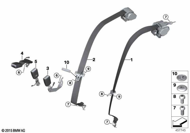 Genuine BMW 72118076119 G11 G12 Upper Seat Belt, Rear Outer Left M (Inc. 750iX, 740iX & 750i) | ML Performance UK Car Parts