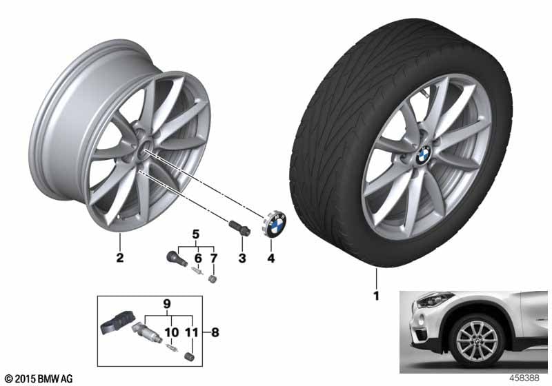 Genuine BMW 36106869172 F45 Disc Wheel, Light Alloy, Reflex-Silber 7,5X17 ET:52 (Inc. 225xe) | ML Performance UK Car Parts