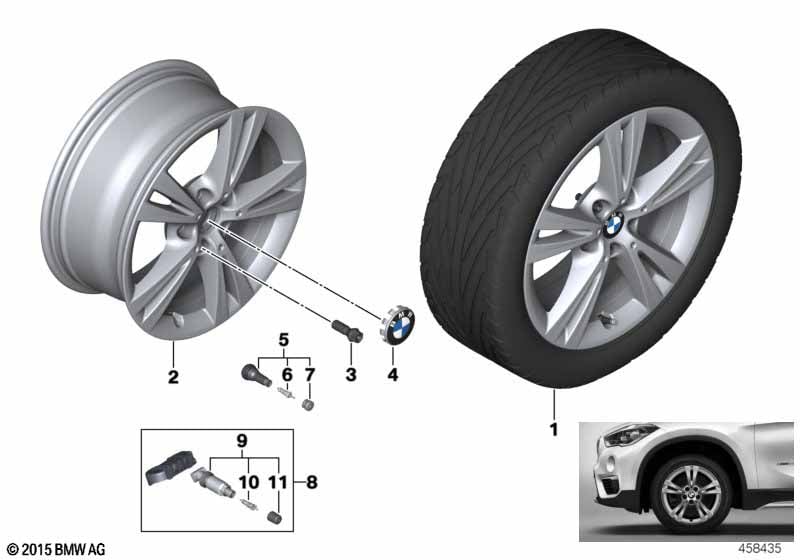 Genuine BMW 36116856064 F48 Disc Wheel, Light Alloy, Reflex-Silber 7,5JX17 ET:52 (Inc. X1 18dX, X1 25iX & X1 20i) | ML Performance UK Car Parts