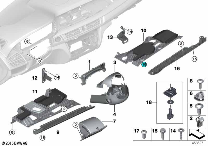 Mounting parts, I-panel, bottom