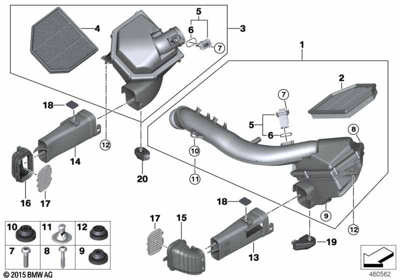 Intake muffler/Filter cartridge/HFM