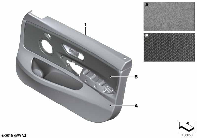 Indiv.door trim panel, front leather