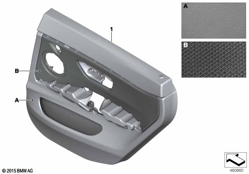 Indiv. door trim panel, leather rear