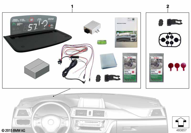 BMW head-up screen for integrated nav.