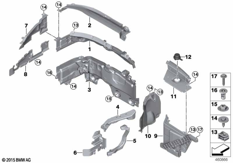 Mounting parts, engine compartment
