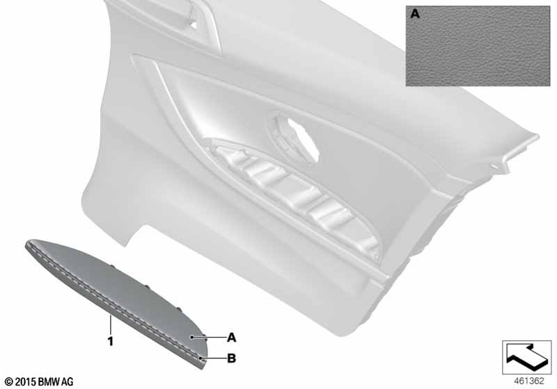 Individual armrest, leather, rear
