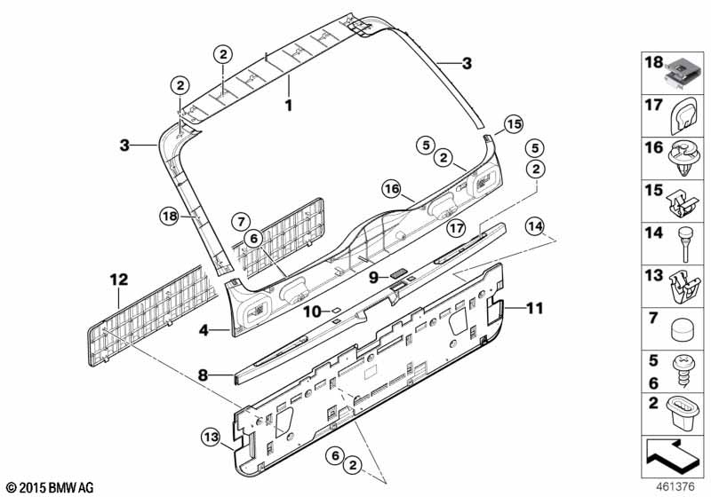 Genuine BMW 51498266648 E53 Inter. Lateral Rght Trunk Lid Trim Panel GRAU (Inc. X5) | ML Performance EU Car Parts